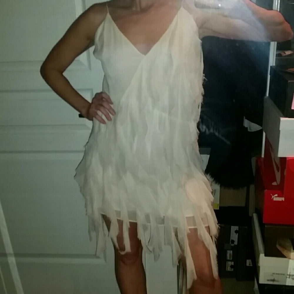 Elizabeth and James white fringe dress XS